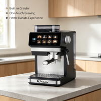 Cafetera Espresso Programable Francesa Anbolife con Pantalla Táctil IMD, Molinillo Integrado, Función de Cold Brew, para el Hogar, OEM