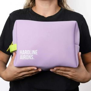 Organisateur de maquillage de couleur unie sac cosmétique étanche PU trousse de toilette de voyage avec poignée contraste couleur sac de beauté - Product Image 3