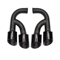 Pour Cayenne 958.1 2011-2014 : Kit de modification avec embouts d'échappement quadruples noir brillant et silencieux à quatre sorties