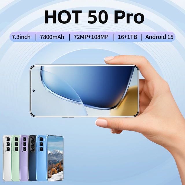 Hot50 Pro Premium Android Smartphone 7800mAh Battery 108MP Pixel Camera Ten-Core CPU Global Market