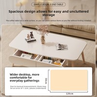 Table basse en bois blanc minimaliste nordique avec design de panneau décoratif et rangement de tiroirs pour salon