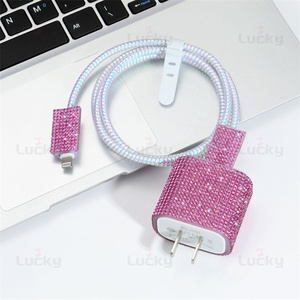 Tự làm 5 trong 1 cáp USB Bling Bìa tường sạc cáp bảo vệ cho iPhone 20W tường sạc khối trường hợp - Product Image 6