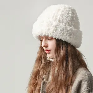 2024 High Quality Designer Wool Hat Joker Knitted Baotou for Autumn and Winter Warm White Plush Cold Hat with Logo Printing