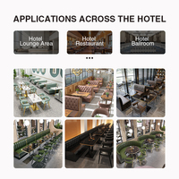 Meubles de restaurant et d'hôtel sur mesure, canapé rembourré vert, chaises de salle à manger et ensemble de table en marbre pour projets hôteliers