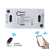 Commutateur intelligent contrôlé par application Tuya Wifi & RF double télécommande 433m de synchronisation pour courant 10A et tension 5V sans fil