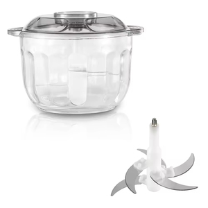 Robot culinaire électrique 500W, bol en verre haute puissance, hachoir-blender avec cinq lames tranchantes pour viande et légumes - Product Image 4
