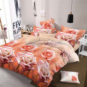 Tela 100 poliéster con estampado 3d de flores, tela estampada con estampado 3d, tela de durazno <span class=keywords><strong>precio</strong></span>, funda de edredón - Product Image 1