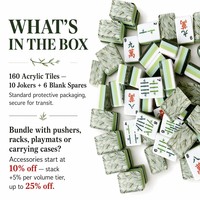 Jeu de Mahjong Américain de Luxe en Acrylique, Tuiles Vertes Superposées à Grandes Motives pour Adultes, Cadeau pour Soirée de Jeu, Portable, Personnalisable, Vente en Gros