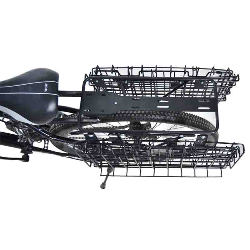 Rear Bike Basket With Black Liner, Cargo Net Large Rear Removable Metal Bicycle Basket, Heavy Duty Rear Basket For Electric Bike, Great For Bike Trip Carrying Grocery Dog - View #2