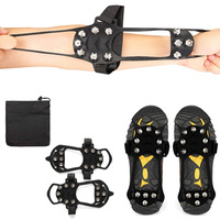 Crampons en caoutchouc à 11 dents, couvre-chaussures portables et imperméables pour la marche sur neige/glace, la randonnée, le camping et l'escalade sur glace