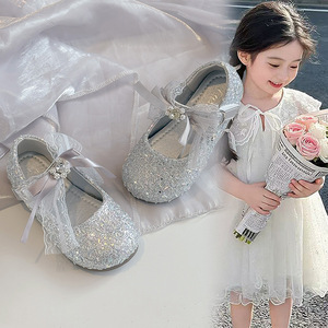 Girl Princess Crystal Shoes Summer 2026 New Pearl Flower <strong>Water</strong> Diamond Bow Performance Shoes - Product Image 4