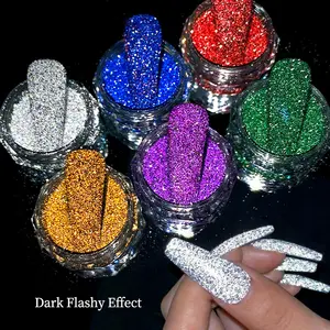 UV floresan yansıtıcı Glitter toz süper flaş pullu elmas Pigment tırnak sanat dekorasyon için ayna etkisi oluşturur