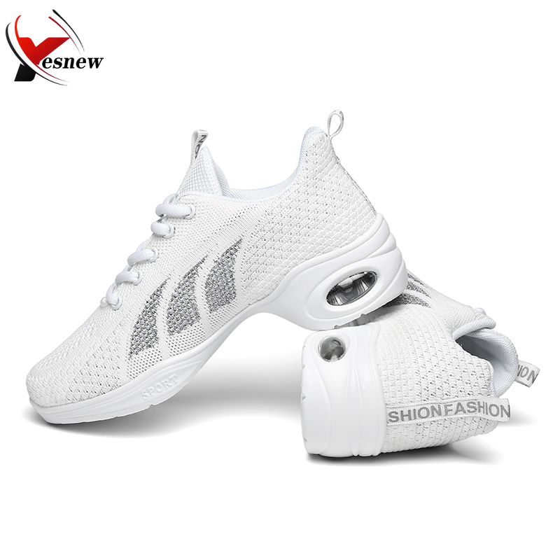 Женские дышащие легкие ботинки на шнуровке с разрезом, современные джазовые Бальные кроссовки, массивная танцевальная обувь