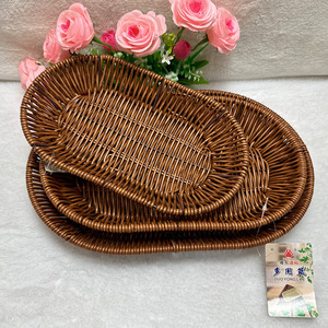 Handmade Imitation Rattan Woven <b>Basket</b> Oval Shape Kitchen Storage Fruit Vegetable Candy Snack Container Household Organizing - Product Image 3