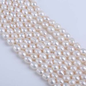 ไข่มุกน้ำจืดธรรมชาติ 9-10 มม. รูปทรงเมตร สำหรับทำสร้อยคอแบบกึ่งสำเร็จรูป วัสดุทำเครื่องประดับ DIY จาก Zhuji Wholesale - Product Image 1