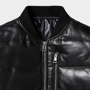 Venta al por mayor de alta calidad de los hombres Puffer Jacket Stand Collar estilo Duck Down cuero genuino para una comodidad óptima - Product Image 1