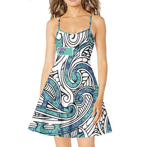 Impression à la demande <span class=keywords><strong>NIUE</strong></span> îles robe à bretelles spaghetti Hibiscus sans manches robes d'été Sexy vilaine fille tenue décontractée - Product Image 4