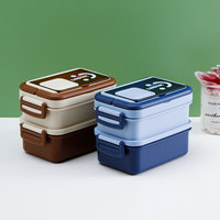 Boîte à lunch en PP à double couche de 1550ml avec cuillère 410SS