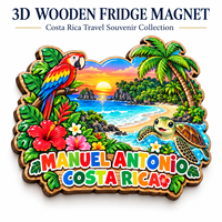 Aimant de réfrigérateur en bois 3D imprimé CMYK, design personnalisé, style art populaire, pour cadeaux promotionnels, souvenirs, logo, nom de ville, double couche