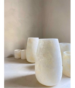 ANURAG HANDICRAFT Ensemble de vases en marbre poli de luxe, design minimaliste élégant, centre de table décoratif pour la maison et le bureau - Product Image 1