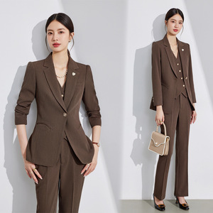Women's Suit Set Polyester Three Quarter Sleeve Anti-Wrinkle Office Lady Autumn Formal Business Wear Vest Two Piece Set - Product Image 2