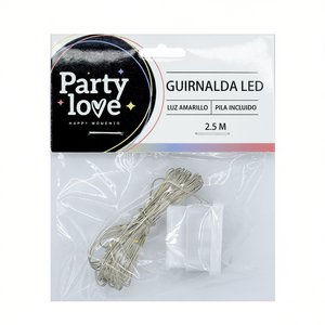 Guirlande LED jaune Party Love 2,5 m avec piles pour décoration de fête - Product Image 2