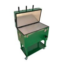 Chariot Glacière Multifonctionnel Roulant 49L/65L pour Football de Table, Glacière Métallique Isotherme avec Roues pour Fêtes et Matchs de Football