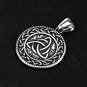 Stainless Steel Pendant <b>Necklace</b> Men <b>Celtic</b> Knot Design Round Geometric Pattern Gift Jewelry Fashion Accessory - Product Image 4