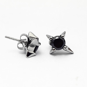 yunnique <b>Stud</b> <b>Earrings</b> <b>Black</b> Zircon Claw Setting Spike Geometric Party Jewelry - Product Image 1