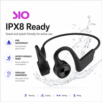 Écouteurs à conduction osseuse JL Chip Bluetooth 5.3 à crochet d'oreille, étanches IPX8, autonomie 4-8h, commande vocale, stéréo, noirs