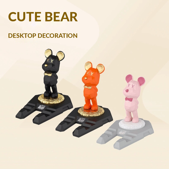 2026 New Creative Bearbrick Phone Holder Cute Bear Desktop Tablet Stand Portable Lazy Bracket Office Desk Decor Ornament