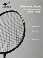 Raquette de badminton Aidele en fibre de carbone tissée de haute qualité, légère, LT80 5U, ultra-légère, pour l'entraînement, avec logo personnalisé disponible
