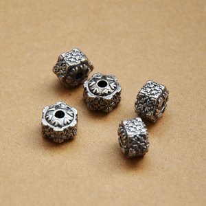 Shanxi Old Silver Carved Loose Beads Mixed Shapes Plated <b>Metal</b> For <b>Bracelet</b> Making - Product Image 4