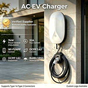 เครื่องชาร์จรถยนต์ไฟฟ้าแบบติดผนัง 7kW สำหรับที่อยู่อาศัย ชนิดที่ 2 พร้อมระบบ OCPP แอปพลิเคชัน RFID IP65 CE FCC สายเคเบิล 5 เมตร ผลิตโดยโรงงาน OEM รับประกัน 18 เดือน - Product Image 1