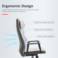 Chaise de bureau de direction ergonomique en PU à dossier haut pivotant avec appui-tête réglable et soutien lombaire pour bureau moderne à domicile