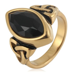 yunnique Men's <b>Titanium</b> Steel <b>Ring</b> Red Gemstone Bezel Setting Celtic Knot Design Wedding Jewelry Gift Geometric Fashion <b>Ring</b> - Product Image 4