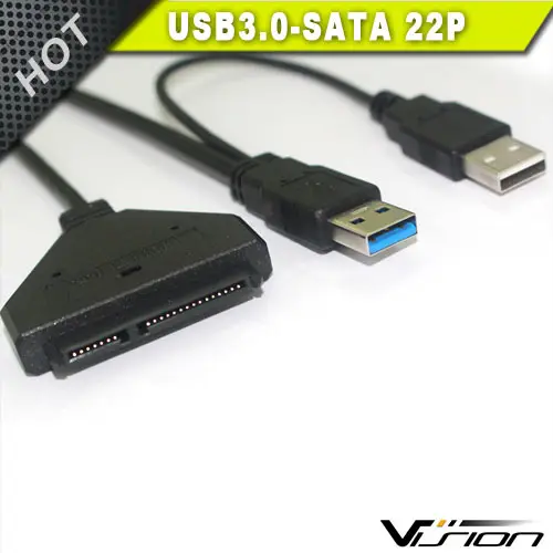 Adaptador USB 3,0 a SATA de 22 pines con cable de alimentación USB HDD para disco duro de 2,5"