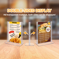 Porte-enseigne en acrylique personnalisé double face en forme de T transparent support de signe de table support de numéro de table pour salon de vente au détail de bureau à domicile