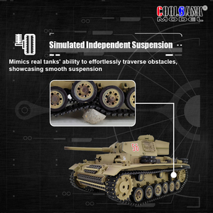 COOLBANK <span class=keywords><strong>1</strong></span>/16ème échelle 3848-<span class=keywords><strong>1</strong></span> Char d'assaut allemand <span class=keywords><strong>Panzer</strong></span> III L RC, modèle de collection pour adultes, cadeau, prend en charge les pièces de modification - Product Image 5
