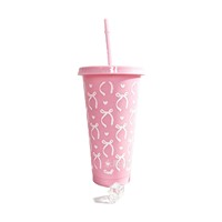 Gobelet en plastique rose avec nœud de 24 oz, grande capacité, vente en gros, logo personnalisé OEM, tasse à boire directement de l'usine