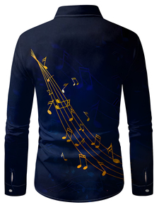<span class=keywords><strong>Camicia</strong></span> da uomo <span class=keywords><strong>blu</strong></span> in raso a maniche lunghe con stampa note musicali, elegante, casual, formale, abbottonata, traspirante, taglia XL, con cappuccio, a tema musicale - Product Image 4