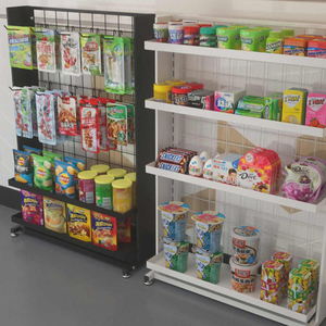 رفوف متعددة الطبقات ذات وجهين للمتاجر والسوبر ماركت لعرض الوجبات الخفيفة ومستحضرات التجميل بتصميم عصري ومحمول - Product Image 2