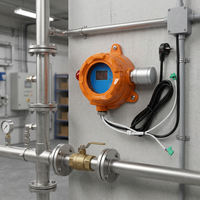 Detector de Gas Inflamable Independiente Naranja, Analizador de Gas Combustible (Metano, Propano) con Alarma Audible y Visual de Aleación de Aluminio