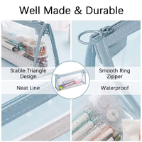 Trousse à crayons transparente moderne grande capacité personnalisée en gros, étui triangulaire en tissu imperméable pour l'école et le bureau