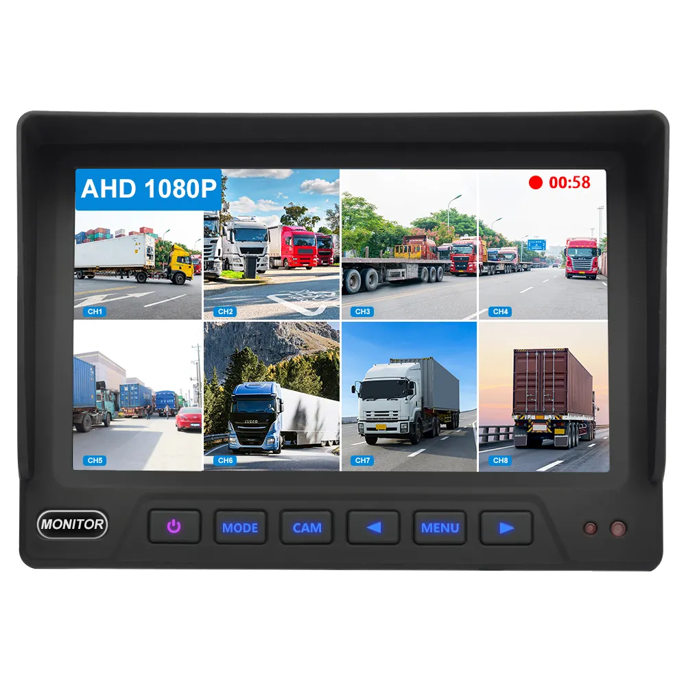 AHD 1080P MDVR Monitor 4 Channel 8 Channel Camera DVR Monitor with SD Card for Bus Truck