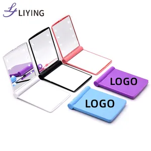 Top Seller customized logo foldable led hand mirror makeup cosmetic mirror with 8 led light