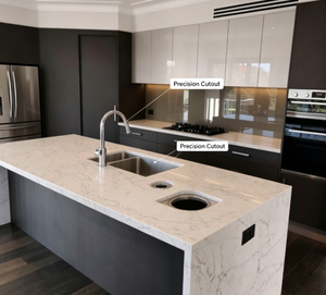 Meubles de cuisine haut de gamme avec portes laquées brillantes, glissières de <span class=keywords><strong>tiroir</strong></span> robustes, îlot central et <span class=keywords><strong>four</strong></span> encastré pour villa - Product Image 2