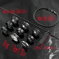 Nouveau Collier en Acier Inoxydable Style Trap avec Motif Compressé, Chaîne Rotative et Anneau, Ensemble de Bijoux en Titane Tendance pour Homme
