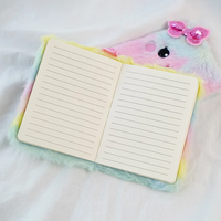 Carnet de notes mignon et kawaii pour filles, cadeau pour enfants, carnet de notes en peluche douce et moelleuse avec des animaux de dessin animé