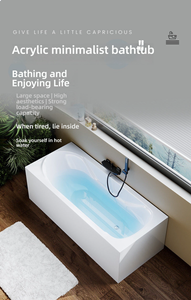 <span class=keywords><strong>Baignoire</strong></span> autoportante rectangulaire moderne Wayon en acrylique avec finition blanc brillant pour un luxe de forme carrée WWYG - Product Image 2